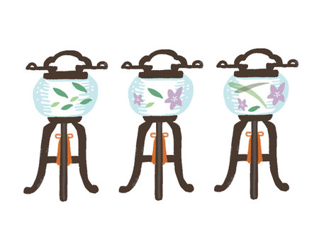 Obon Higan Lantern Illustration Set Handdrawn Watercolor Styleのイラスト素材
