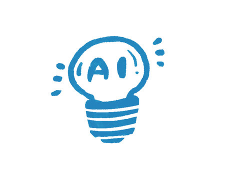 Light bulb AI brain idea watercolor hand drawn style illustrationのイラスト素材
