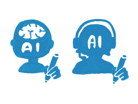 AI illustration set of writing something 2 types Handdrawn watercolor styleのイラスト素材