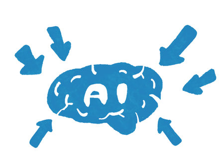 Hand-drawn watercolor-style illustration that gathers information on AIのイラスト素材