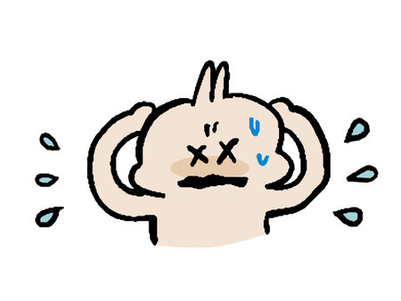 Troubled Painful Simple illustration of a rabbitのイラスト素材