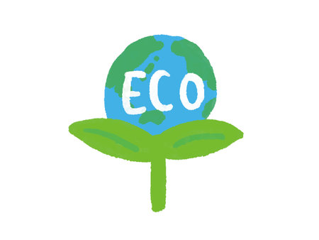 Eco watercolor hand drawn style illustration of earth and budのイラスト素材