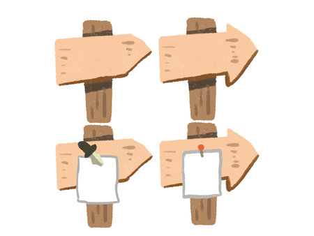 Watercolor hand drawn style arrow plate sign illustration setのイラスト素材