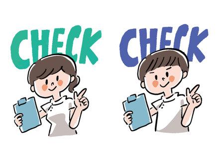Loose touch Hand drawn style checking nurse man and woman illustration setのイラスト素材
