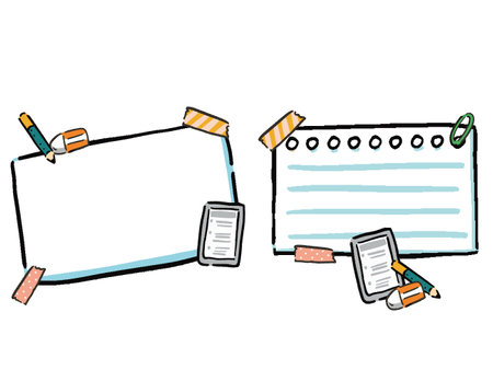 Memos and notebooks Frame illustration set 2 typesのイラスト素材