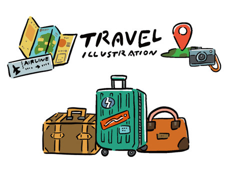 Travel Travel Hand Drawn Illustration Setのイラスト素材