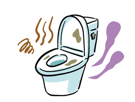 Hand drawn style illustration of dirty toiletのイラスト素材