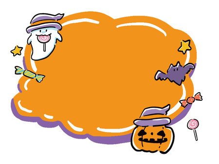 Hand-drawn cute frame of ghost and ghost pumpkin (jack-o'-lantern)のイラスト素材