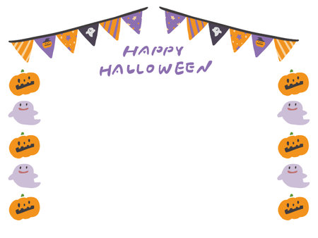 Halloween character hand-drawn cute speech bubble illustration setのイラスト素材