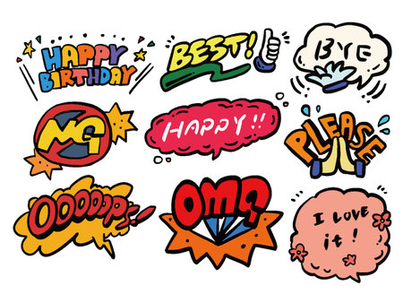 English American comic style speech bubble message illustration set 2のイラスト素材