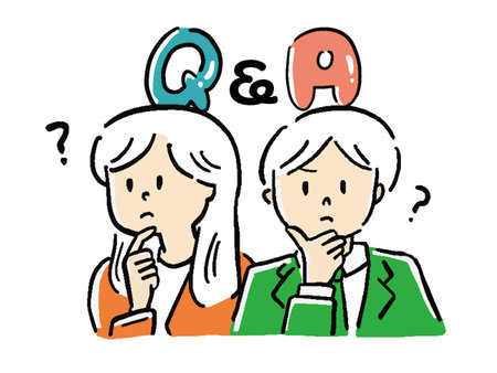 Q and A Written illustration of a questioning businessman and office workerのイラスト素材