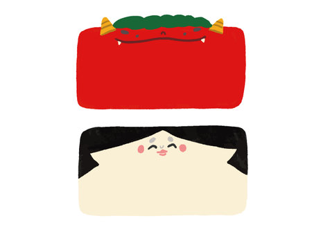 Demon and Fortune Square Frame Illustration Setのイラスト素材