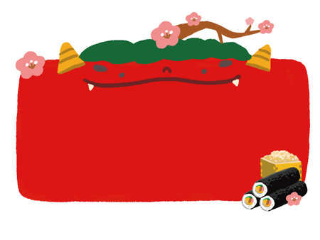 Setsubun Demon Square Frame Illustrationのイラスト素材