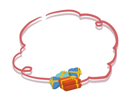 Cloud-shaped frame illustration of multiple stacked gift boxes 2のイラスト素材