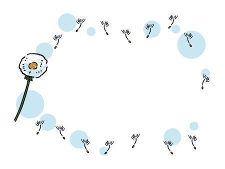Hand-drawn frame illustration of dandelion fluffのイラスト素材