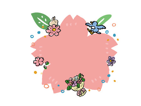 Cherry Blossom Frame Headline Watercolor Style Simpleのイラスト素材