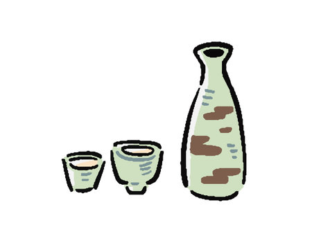 Hand-drawn style sake Japan sake Illustration of Ochokoto and Likenessのイラスト素材