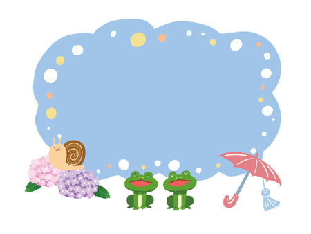 Pastel rainy season frame illustration frogのイラスト素材