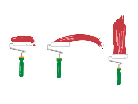 A set of illustrations of paint and paint rollers.のイラスト素材