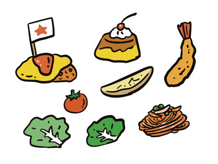 Illustration set of ingredients for children's lunchのイラスト素材