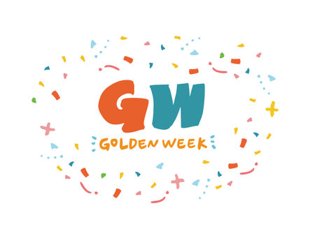 GW Golden Week Pop Handwritten Text Glitterのイラスト素材