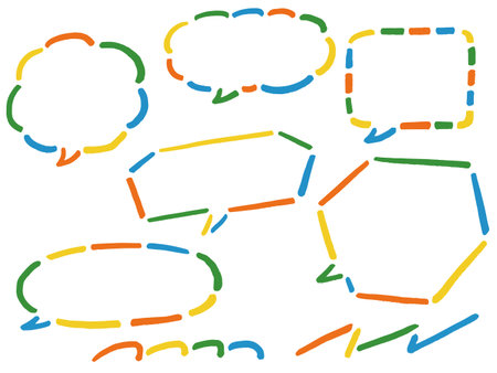 Colorful hand-drawn speech bubble, line illustration set.のイラスト素材
