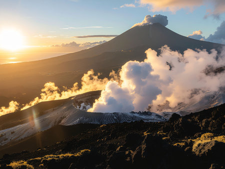 Volcano Etna at sunrise, Sicily, Italy, Europe.の素材