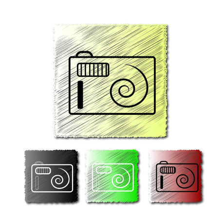 Cameras in different colors beautiful minimalistic setのイラスト素材
