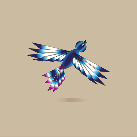 Blue bird flying on a light backgroundのイラスト素材