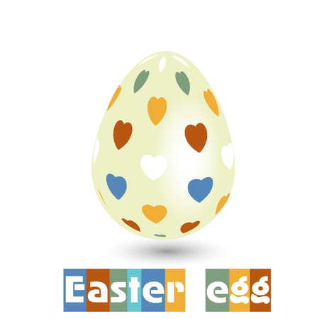 Easter egg with many hearts beige easter egg in a colorful ornament from heartsのイラスト素材