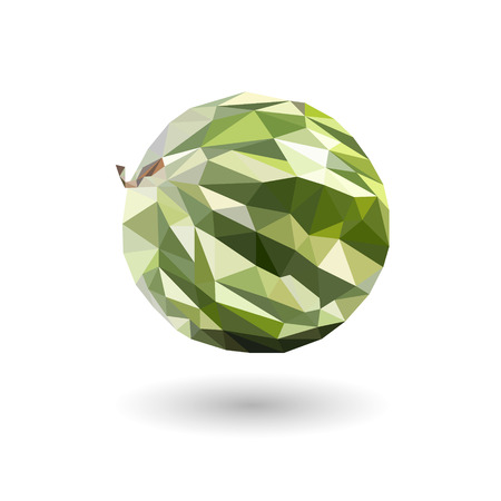 Watermelon polygon illustration Green watermelon triangles on a white background with shadowのイラスト素材