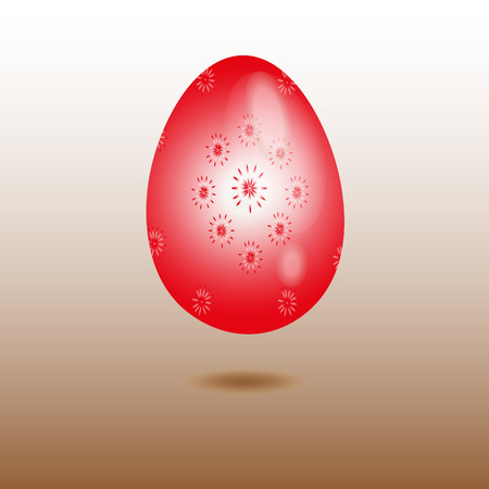 Red egg glass flowered Picture red egg made of glass with a pattern in flower on a brown backgroundのイラスト素材