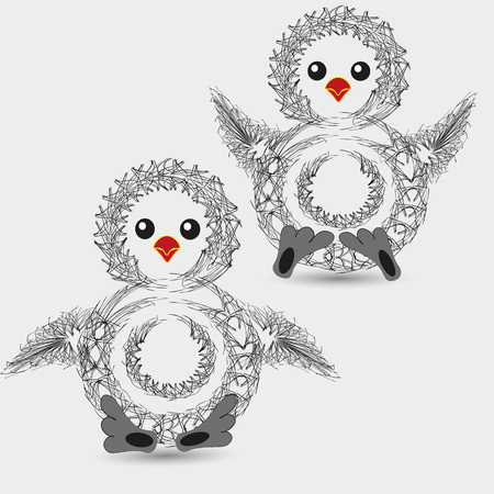 Vector illustration of a funny penguin chick Graphics drawing funny chick penguin on a light background for decoration and designのイラスト素材