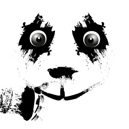 Ink panda smile Vector illustration of a panda ink watercolor stains or spots for designのイラスト素材