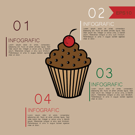 Muffin infographic design Vector illustration infographics muffin with inscriptions and figures in warm colors for design and statisticsのイラスト素材