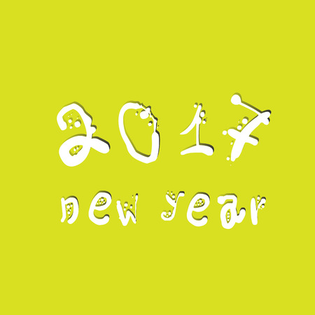 Text happy new year Inscription blots Christmas cards on a yellow backgroundのイラスト素材