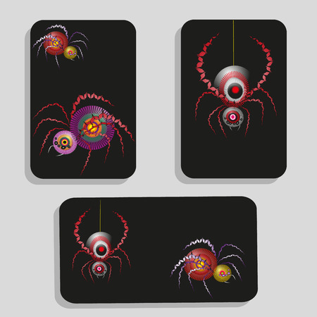 Bright flyer or booklet with a spider Abstract design of three insect on a black background can be used for printing or decoration smartphone or cover books and notebook Stock vector illustrationのイラスト素材