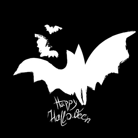 Big bat and happy halloween big bats on a black night background Happy Halloween vector graphic illustration posterのイラスト素材