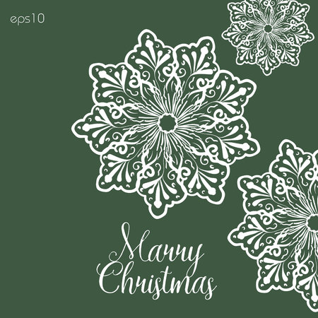 Large snowflake merry Christmas Author greeting Winter abstract handmade print postcard white crystal water illustration vektor text eps10 stockのイラスト素材