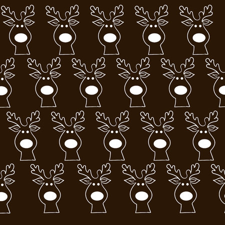 Funny Christmas moose pattern Author design seamless wallpaper texture animal antlers head cloven-hoofed merry white object background eps10 vector illustration Stockのイラスト素材