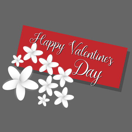 Gift card happy valentine's day Card Happy Valentine's Day with flowers made of paper on a gray backgroundのイラスト素材