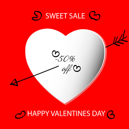 Sale in valentine's day White paper heart valentines day love holiday saleのイラスト素材