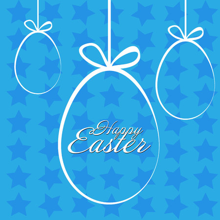 Happy easter with star Easter card with eggs on a string on a background of stars for designのイラスト素材