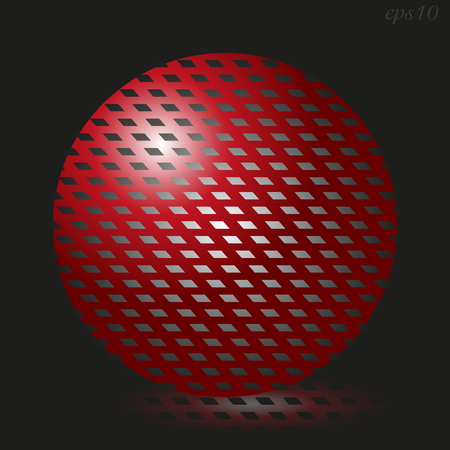 Big red ball Abstraction author design sphere red light on black visual illusion shadow handmade print logo vector stock illustrationのイラスト素材