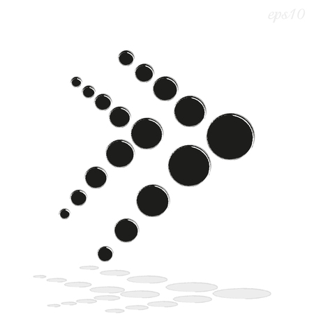 Symbol black spheres Emblem or logo abstraction consists of two impromptu stream arrow parallel balls stock vector illustrationのイラスト素材