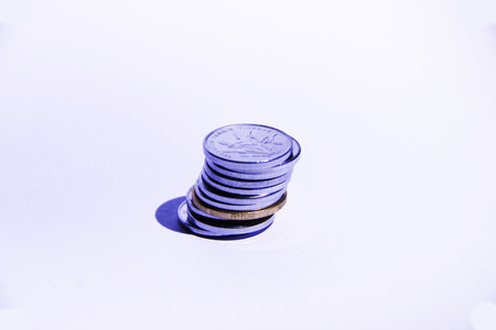 Coins on white background