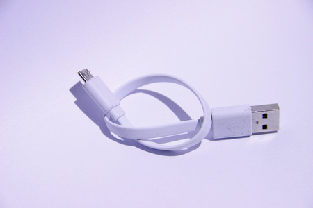 White cable on white backgroundの写真素材