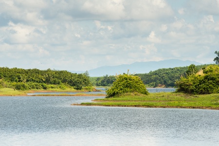 reservior in hillの写真素材