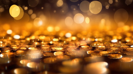 lights grunge background with gold glitter, generative aiの素材