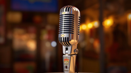 Retro microphone on stageの素材